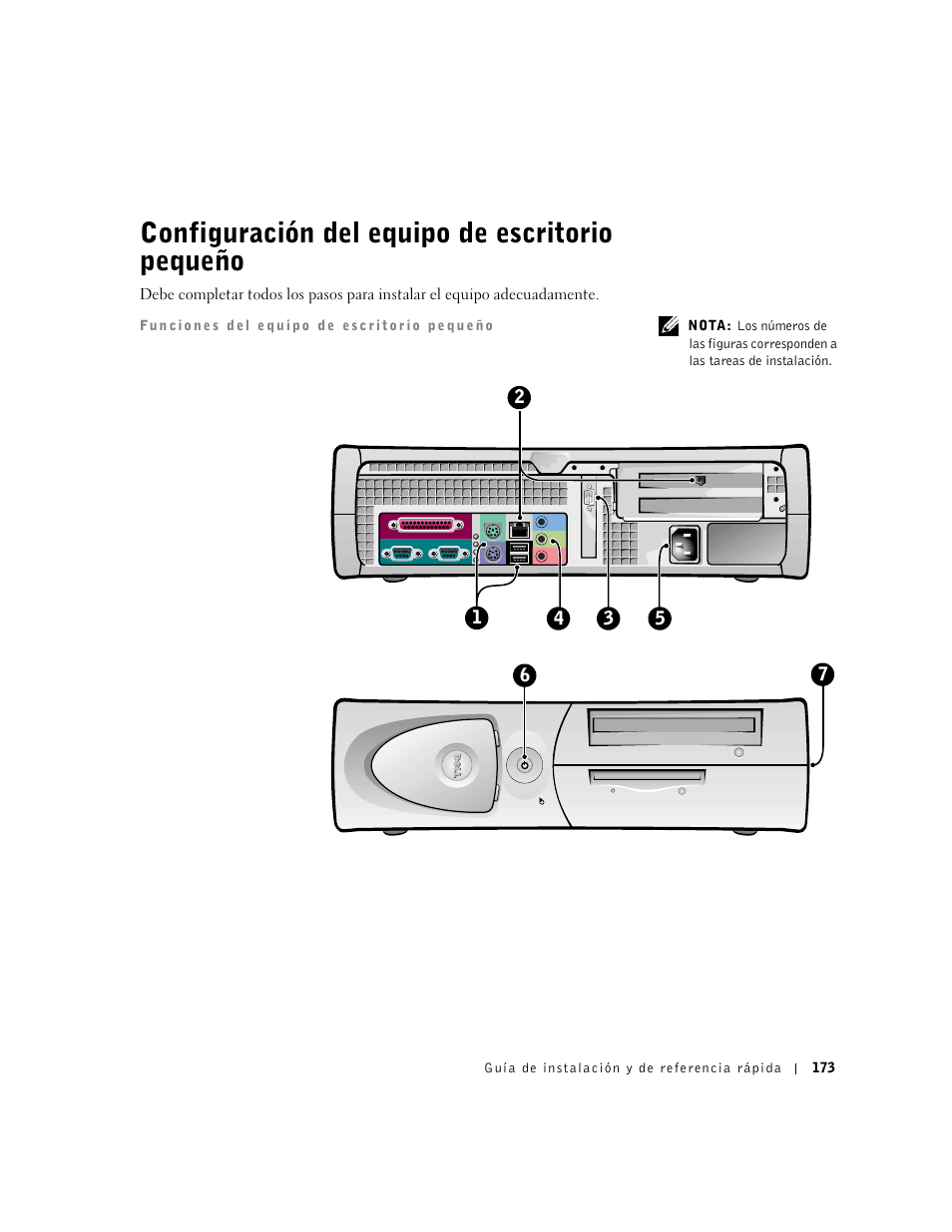 Configuración del equipo de escritorio pequeño | Dell Precision 340 User Manual | Page 173 / 206