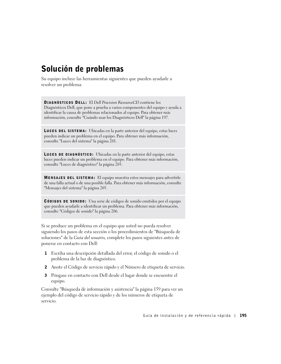 Solución de problemas | Dell Precision 340 User Manual | Page 195 / 206