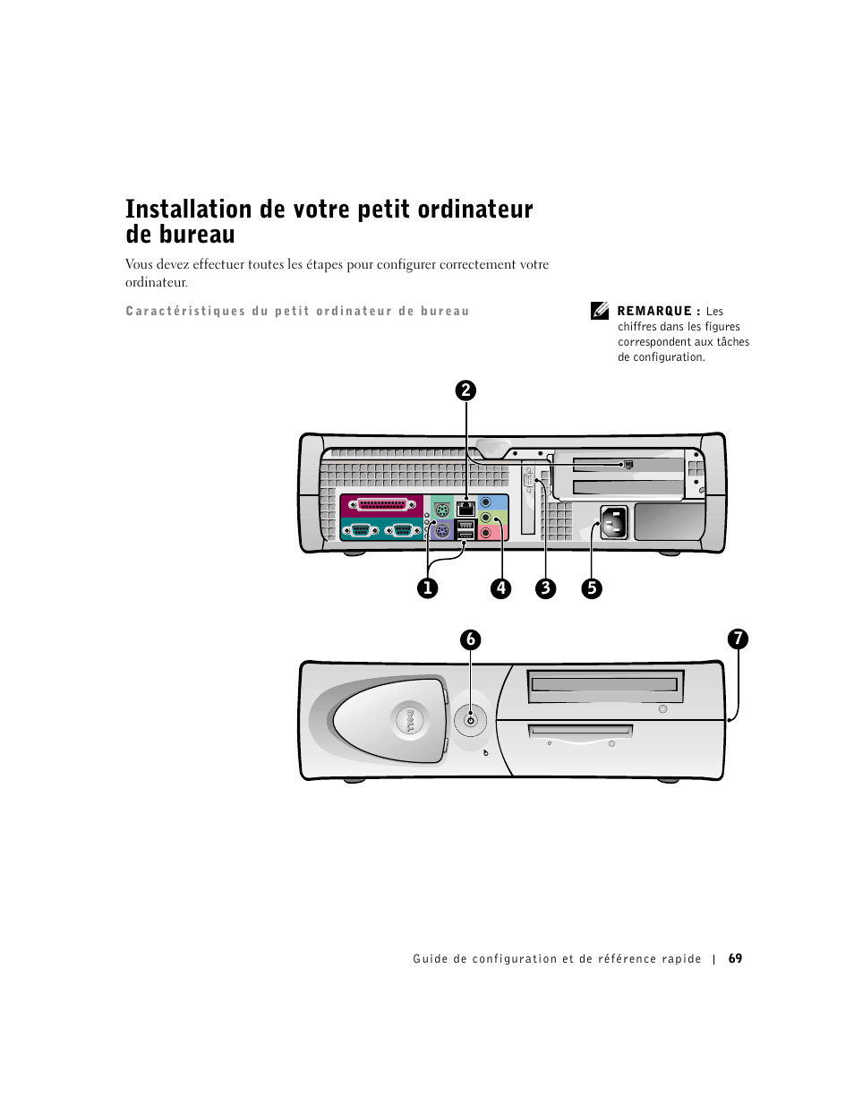 Installation de votre petit ordinateur de bureau | Dell Precision 340 User Manual | Page 69 / 206