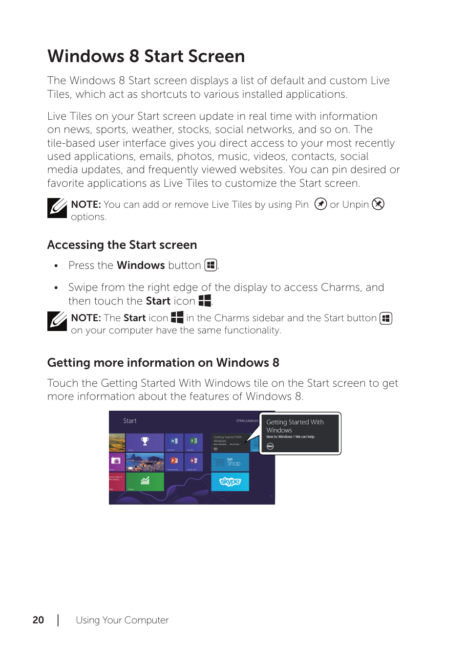 Windows 8 start screen | Dell XPS 18 (1810, Early 2013) User Manual | Page 20 / 46