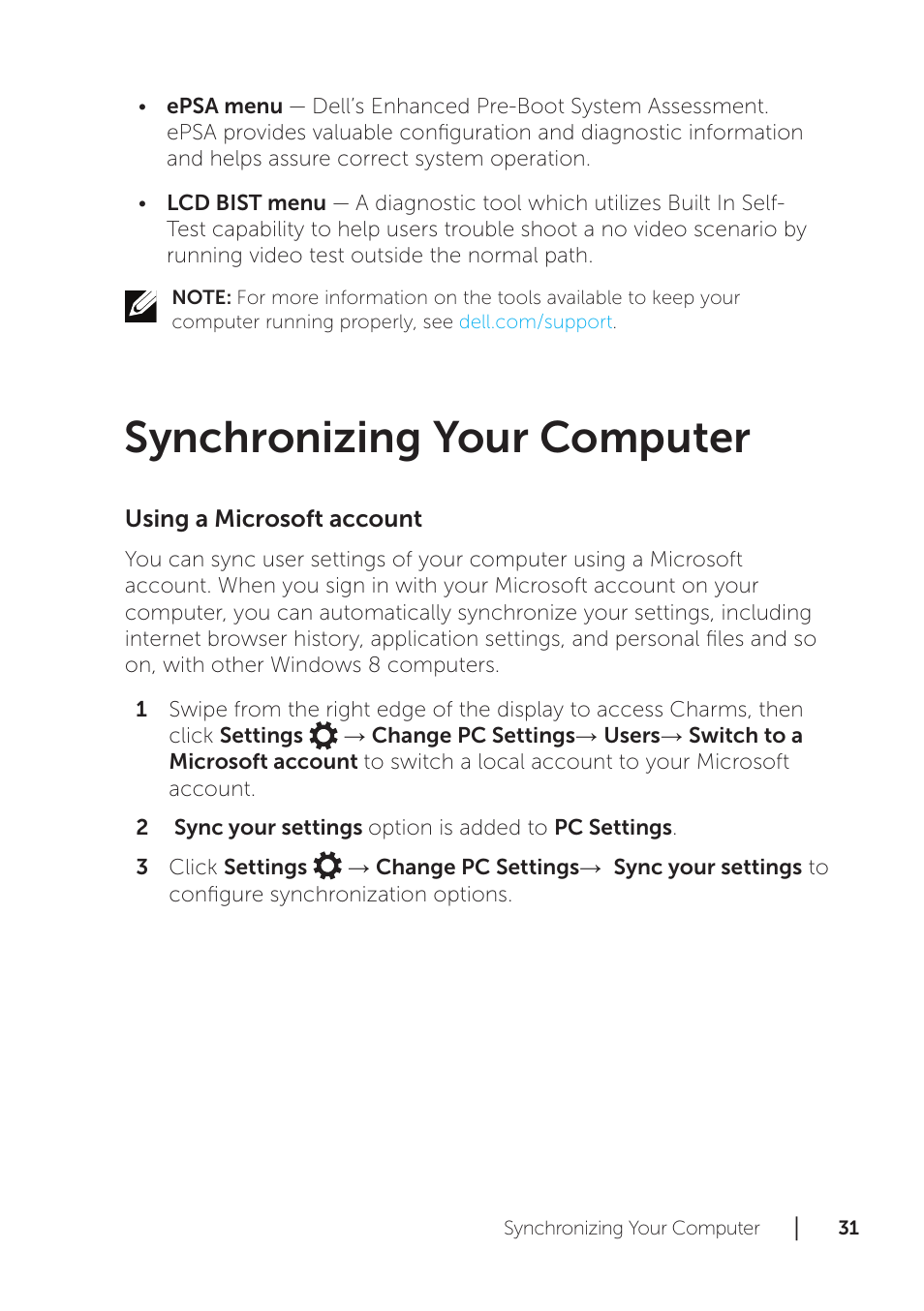 Synchronizing your computer | Dell XPS 18 (1810, Early 2013) User Manual | Page 31 / 46
