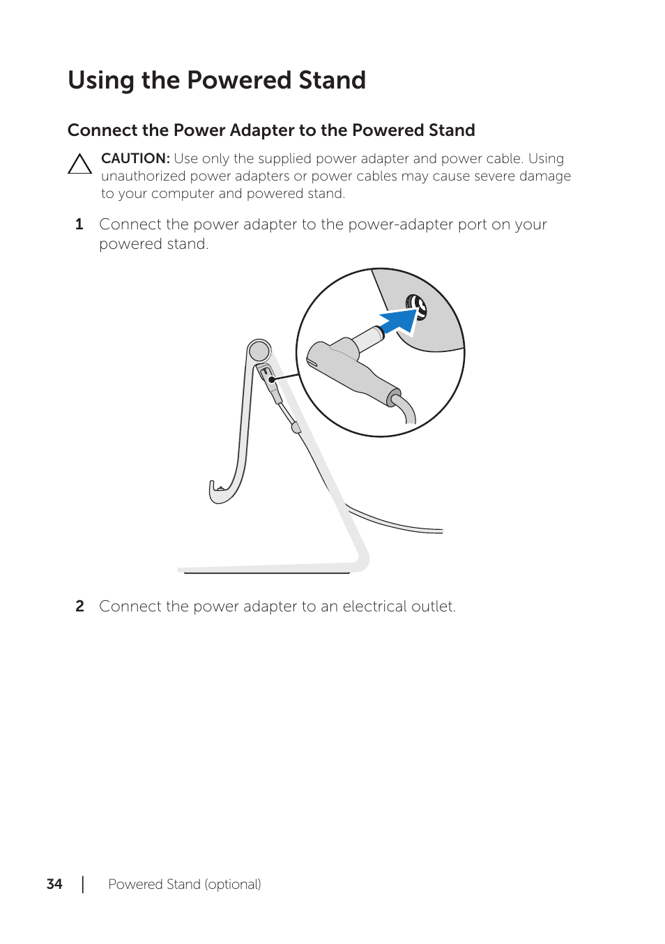 Using the powered stand | Dell XPS 18 (1810, Early 2013) User Manual | Page 34 / 46