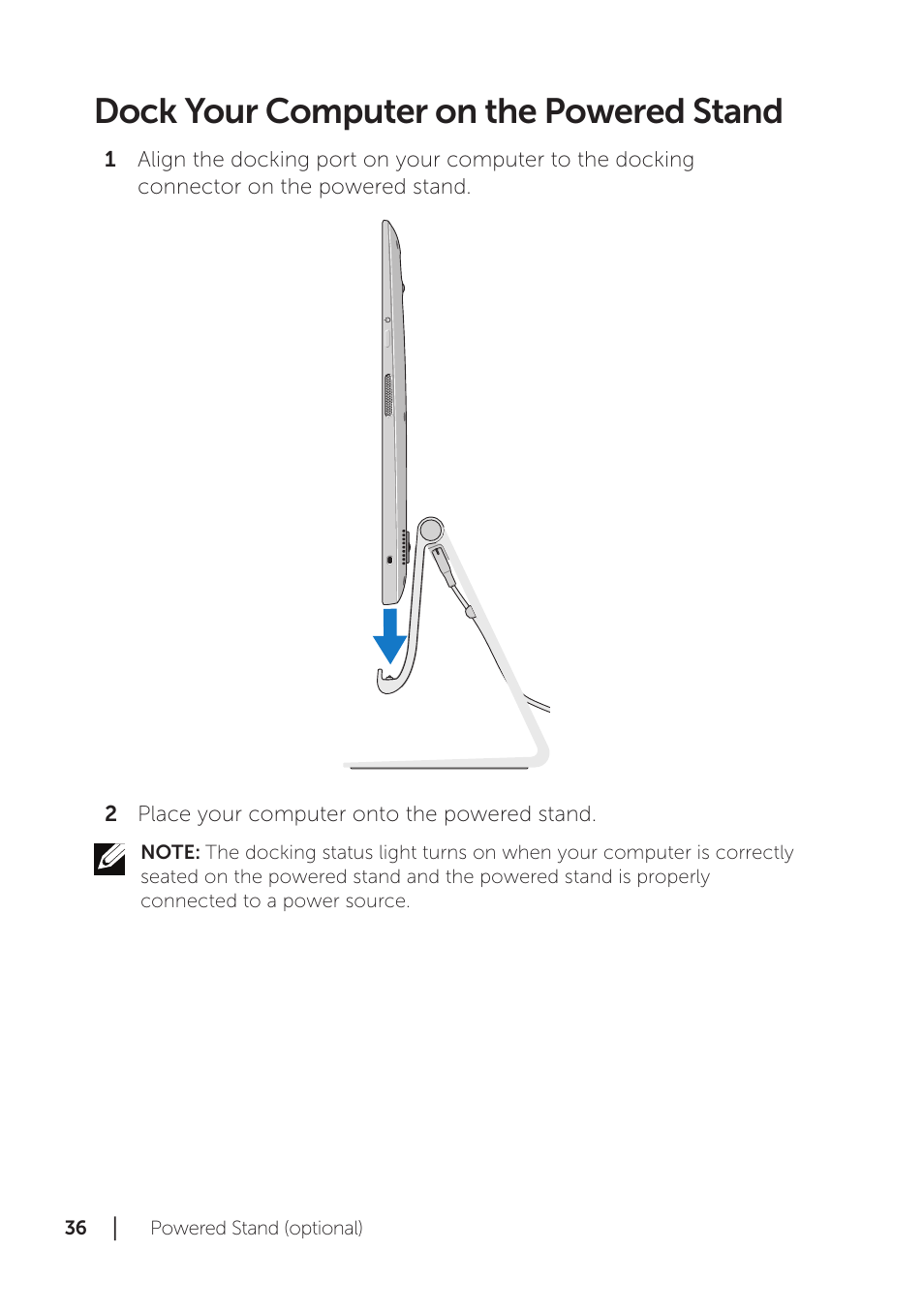 Dock your computer on the powered stand | Dell XPS 18 (1810, Early 2013) User Manual | Page 36 / 46
