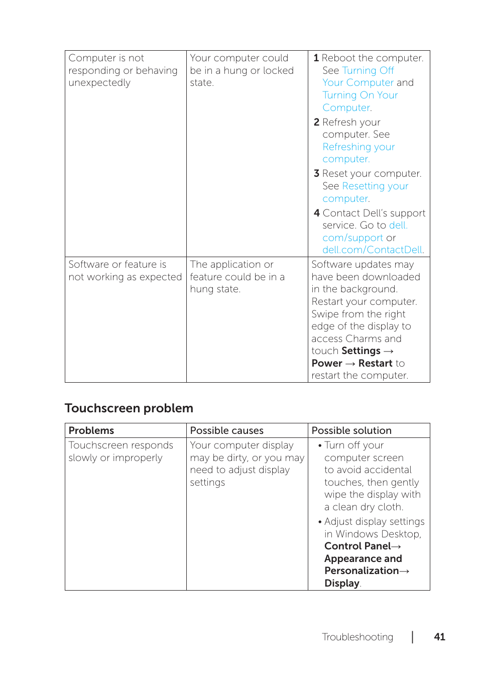 Touchscreen problem | Dell XPS 18 (1810, Early 2013) User Manual | Page 41 / 46