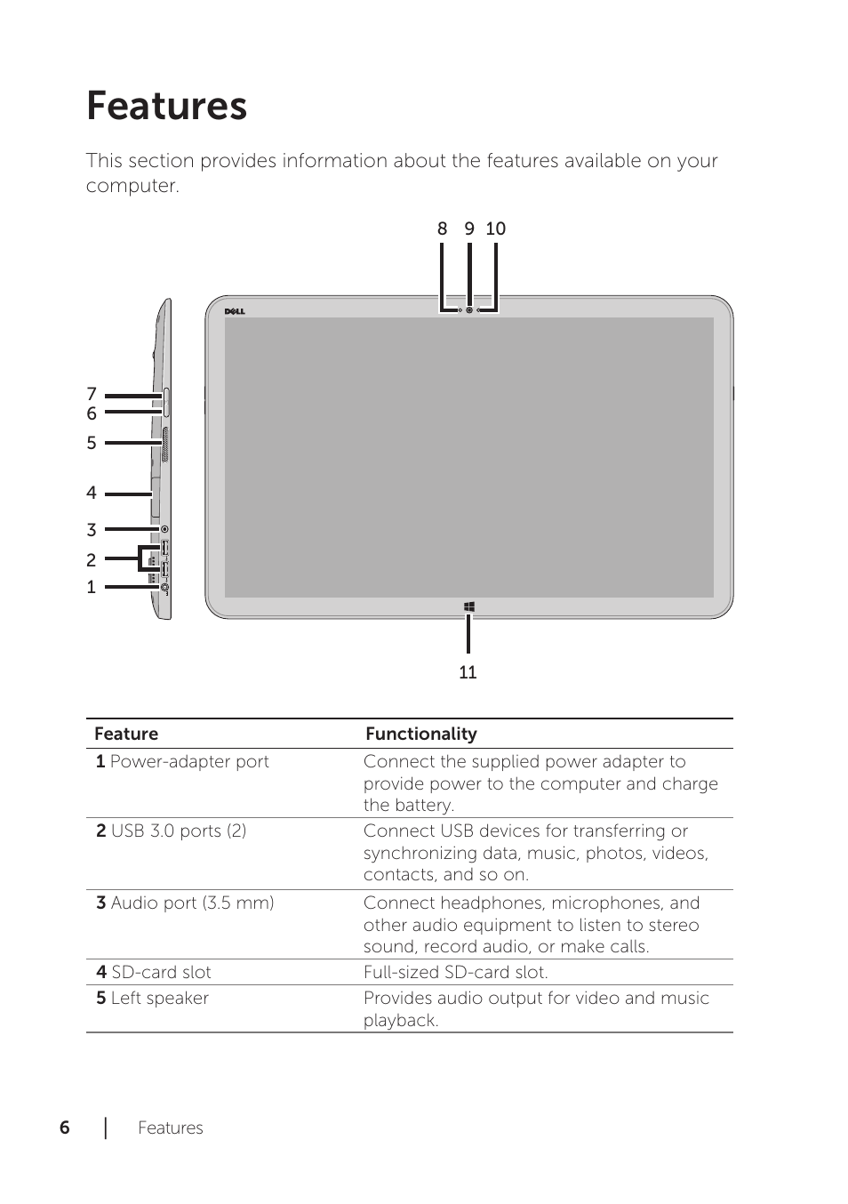 Features | Dell XPS 18 (1810, Early 2013) User Manual | Page 6 / 46