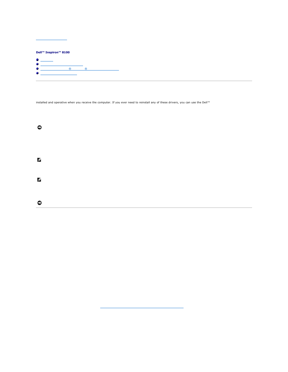 Reinstalling software, Overview, Reinstalling drivers and utilities | Dell Inspiron 8100 User Manual | Page 2 / 60