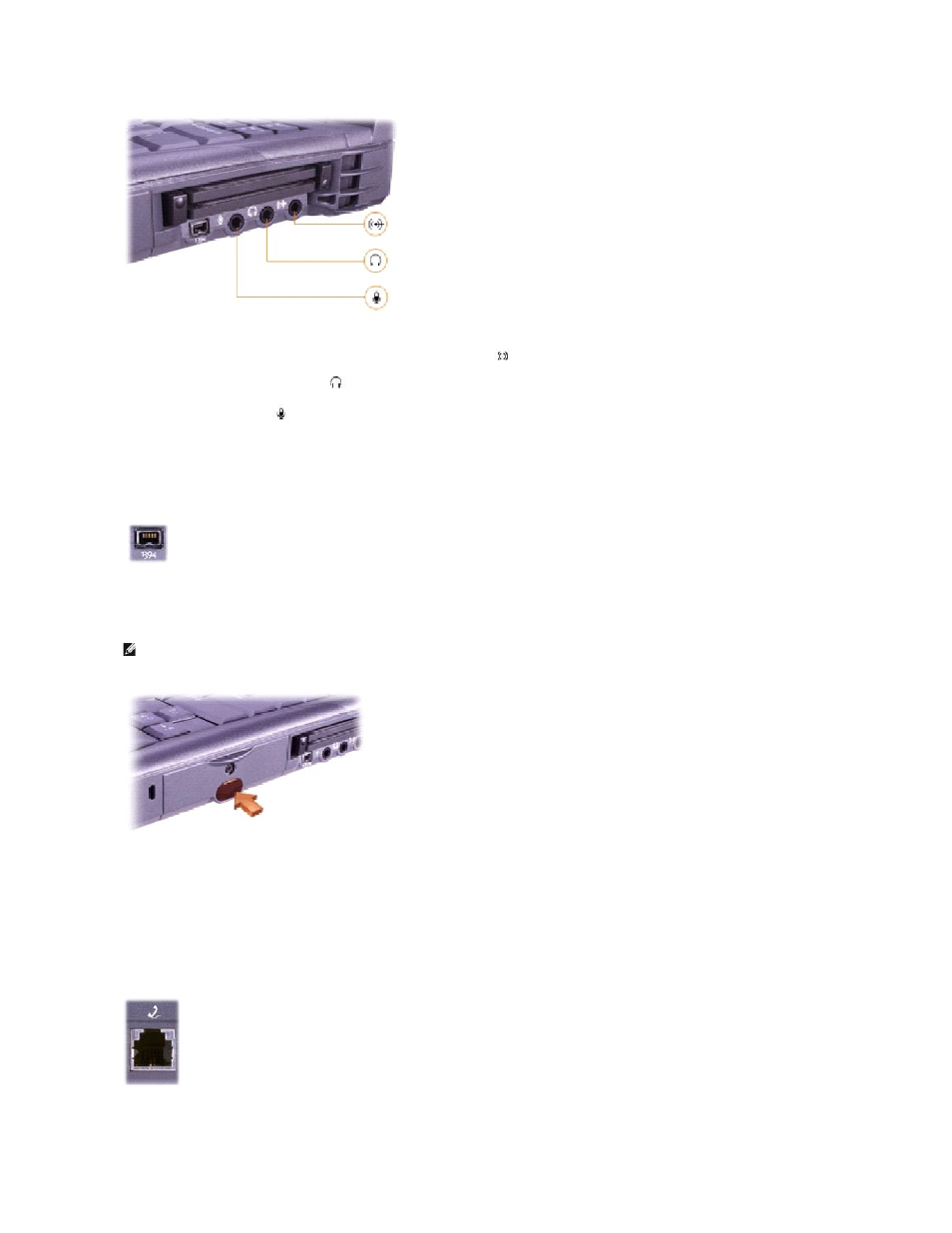 Ieee 1394 connector, Infrared sensor, Hard drive | Modem connector | Dell Inspiron 8100 User Manual | Page 57 / 60