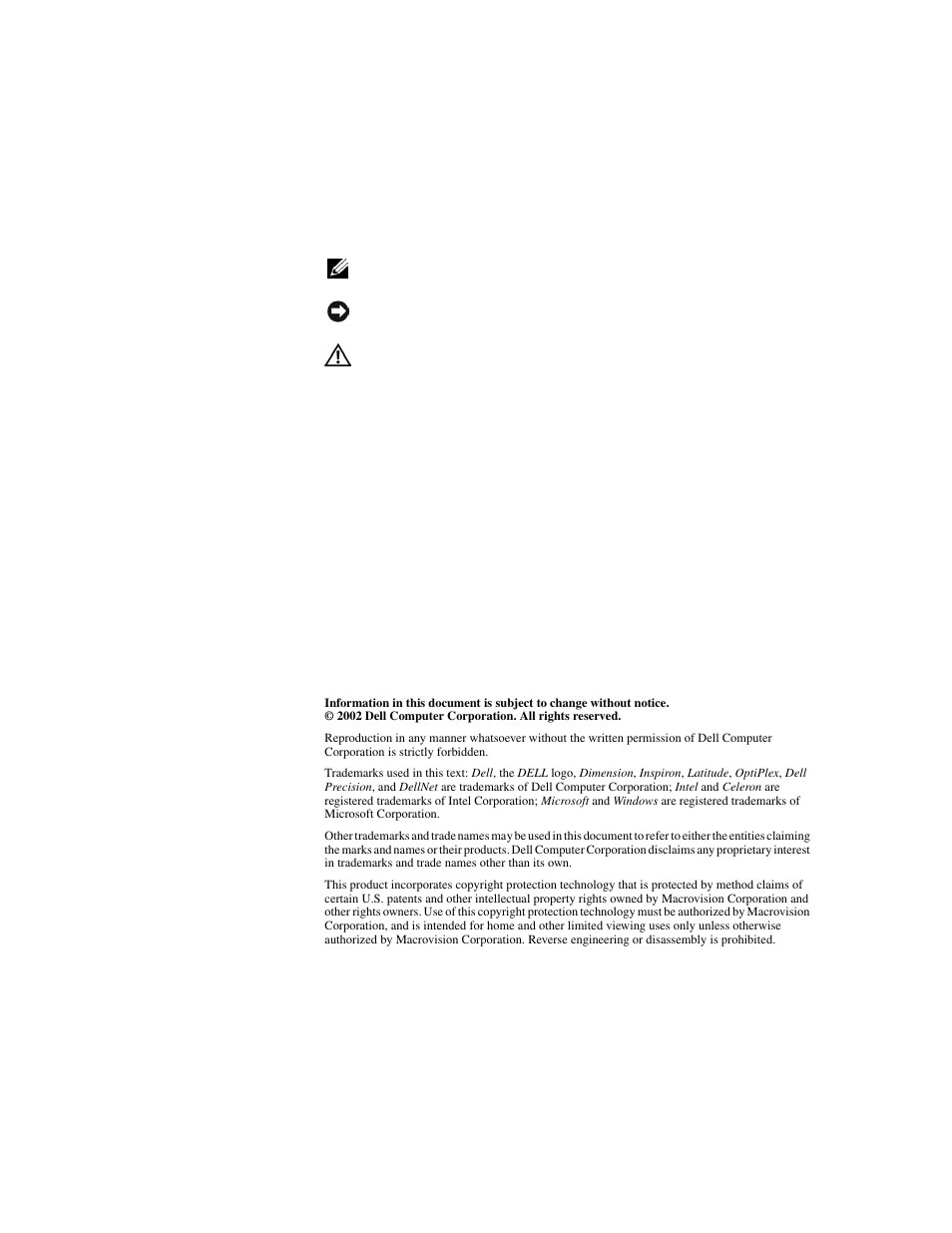 Hints, notices, and cautions, Abbreviations and acronyms | Dell Dimension 2200 User Manual | Page 2 / 140