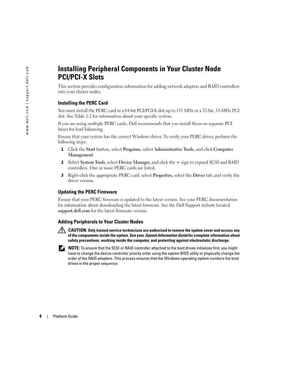 Installing the perc card, Updating the perc firmware, Adding peripherals to your cluster nodes | Dell PowerVault 770N (Deskside NAS Appliance) User Manual | Page 4 / 8
