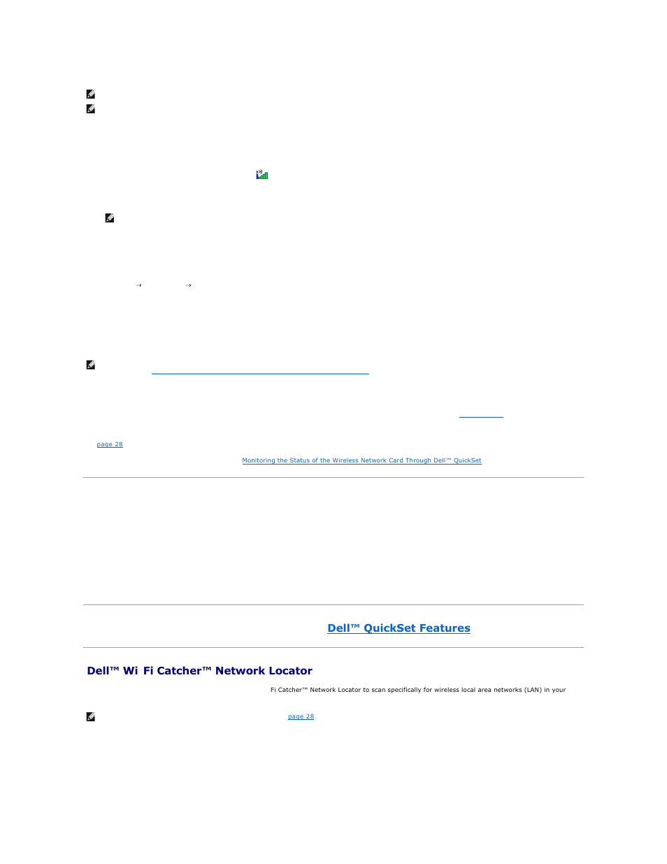 Location profiler, Dell™ wi, Fi catcher™ network locator | Enabling/disabling the dell mobile broadband card | Dell Latitude D620 ATG User Manual | Page 106 / 107