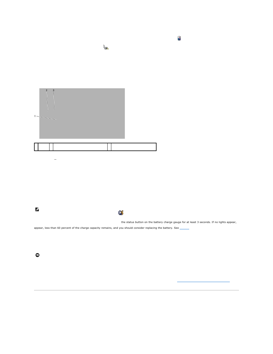 Conserving battery power, Charge gauge, Low-battery warning | Dell Latitude D620 ATG User Manual | Page 13 / 107