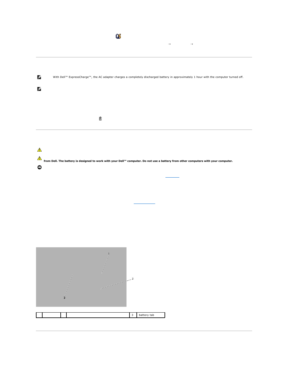 Charging the battery, Replacing the battery | Dell Latitude D620 ATG User Manual | Page 15 / 107