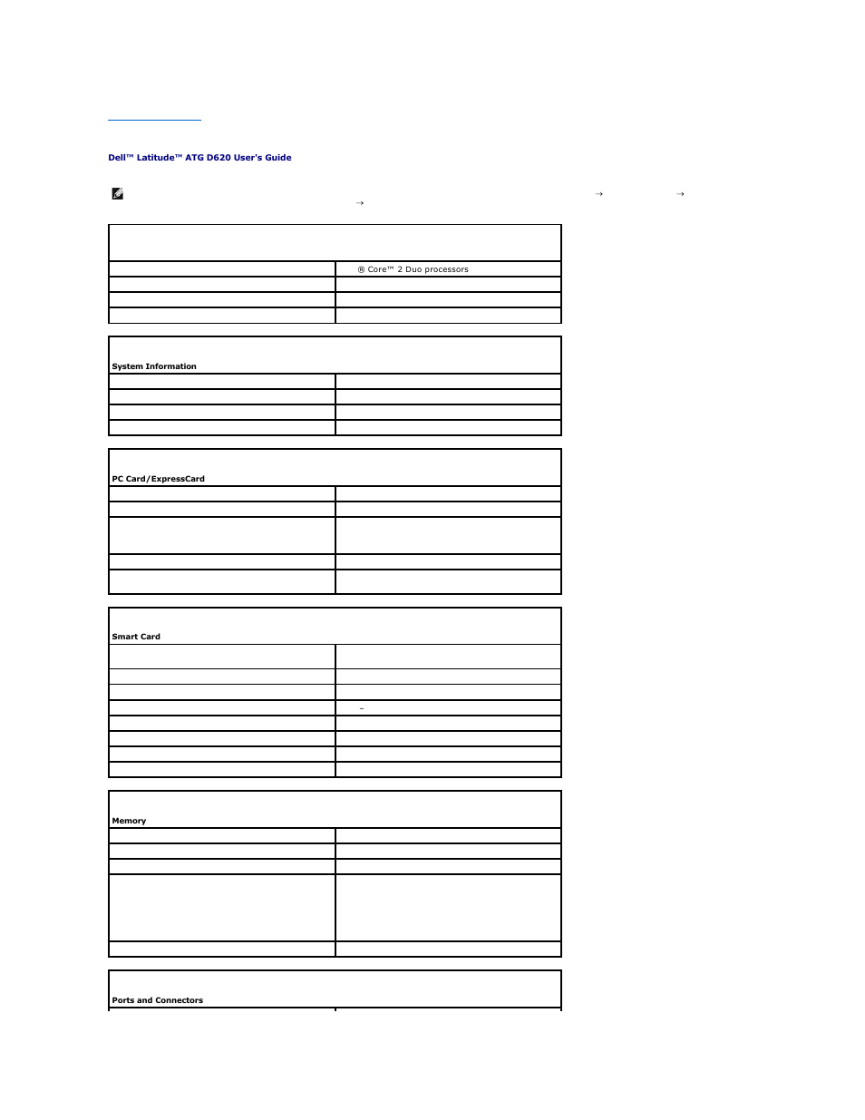 Specifications | Dell Latitude D620 ATG User Manual | Page 77 / 107