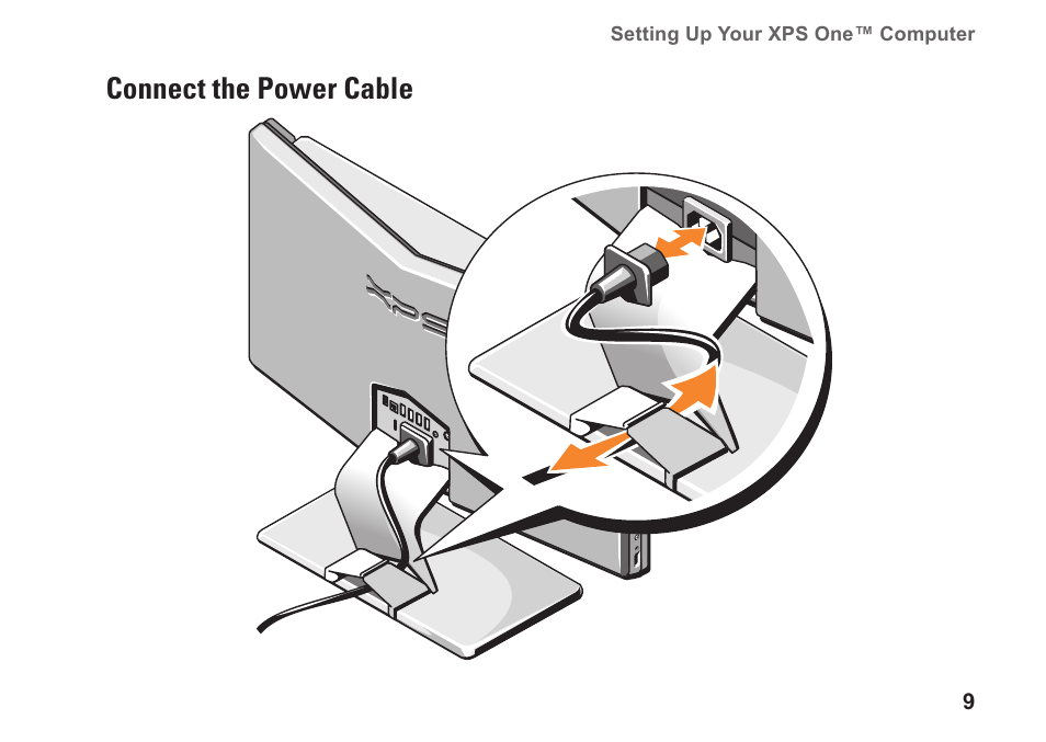 Connect the power cable | Dell XPS One 20 (Mid 2008) User Manual | Page 11 / 70