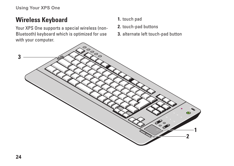 Wireless keyboard | Dell XPS One 20 (Mid 2008) User Manual | Page 26 / 70