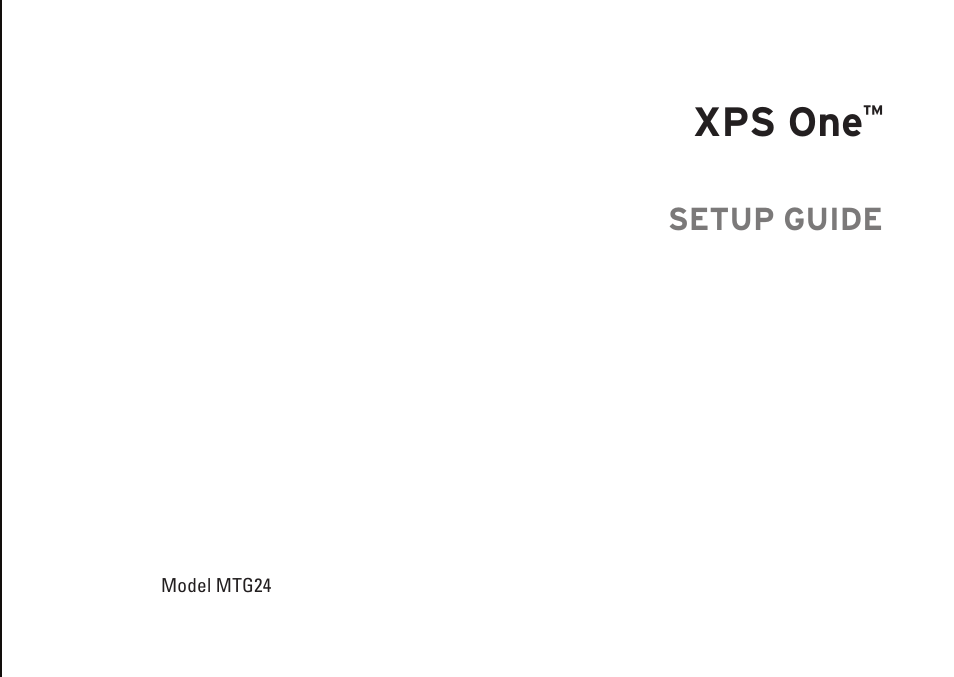 Xps one, Setup guide | Dell XPS One 20 (Mid 2008) User Manual | Page 3 / 70