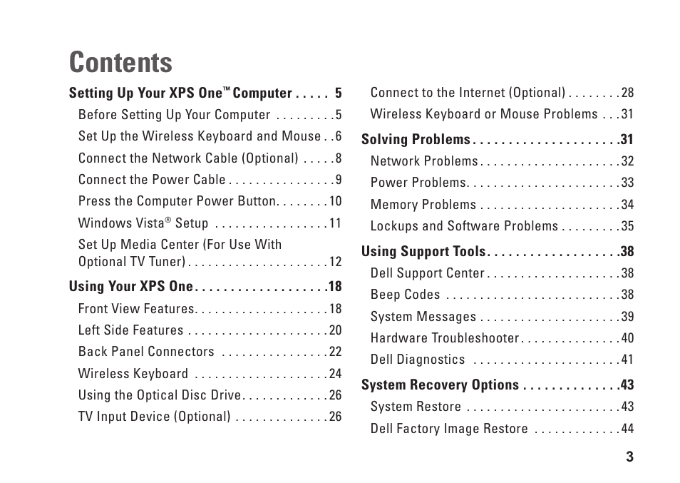 Dell XPS One 20 (Mid 2008) User Manual | Page 5 / 70