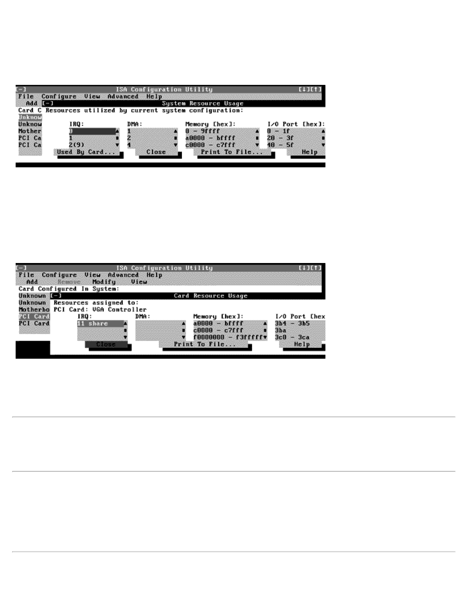 Viewing resources, Saving the system configuration, Exiting the icu | Locking and unlocking cards | Dell Precision 610 User Manual | Page 42 / 136