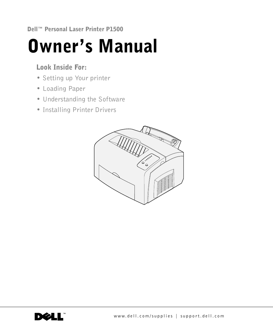 Dell P1500 Personal Mono Laser Printer User Manual | 100 pages