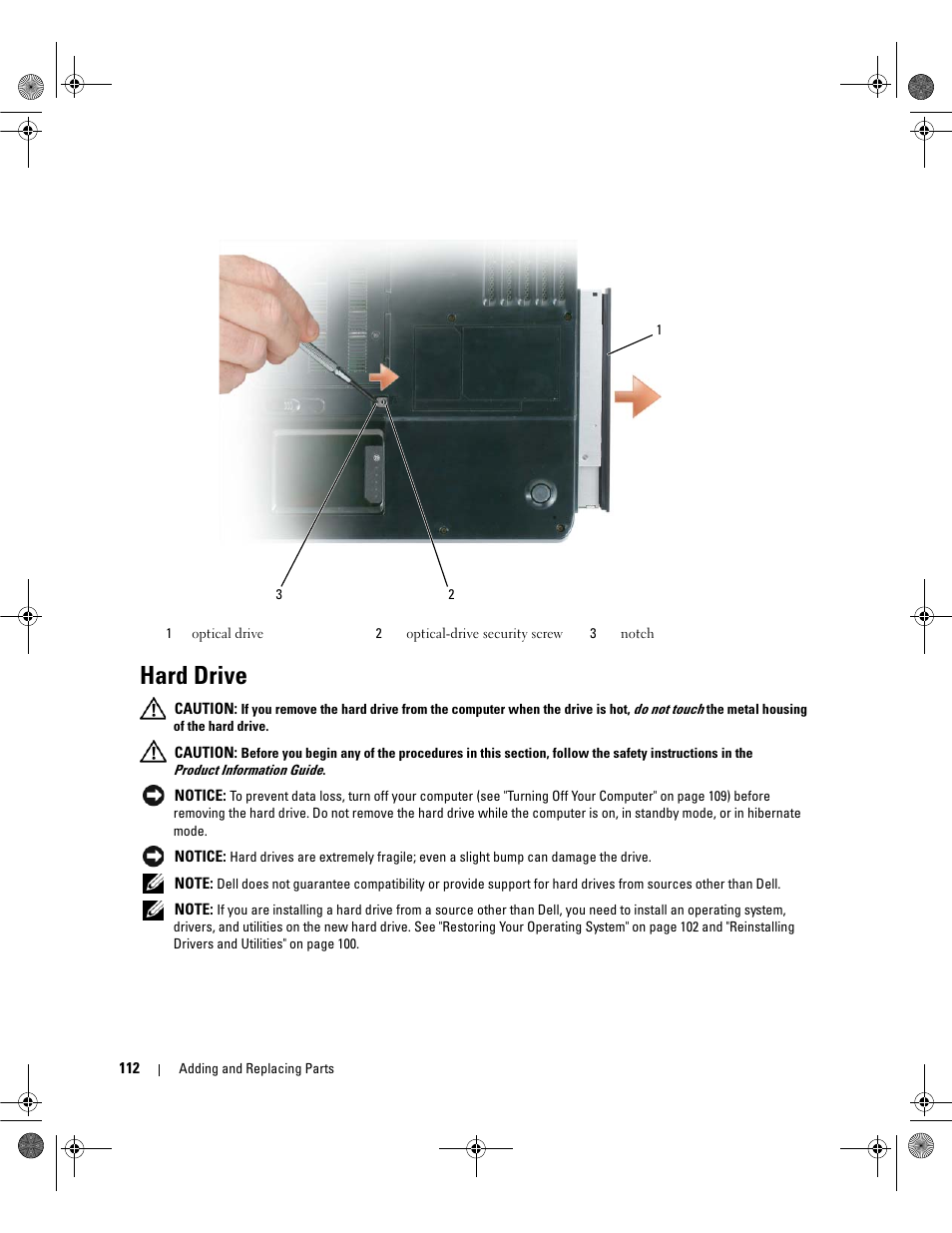 Hard drive | Dell Inspiron 6400 User Manual | Page 112 / 186