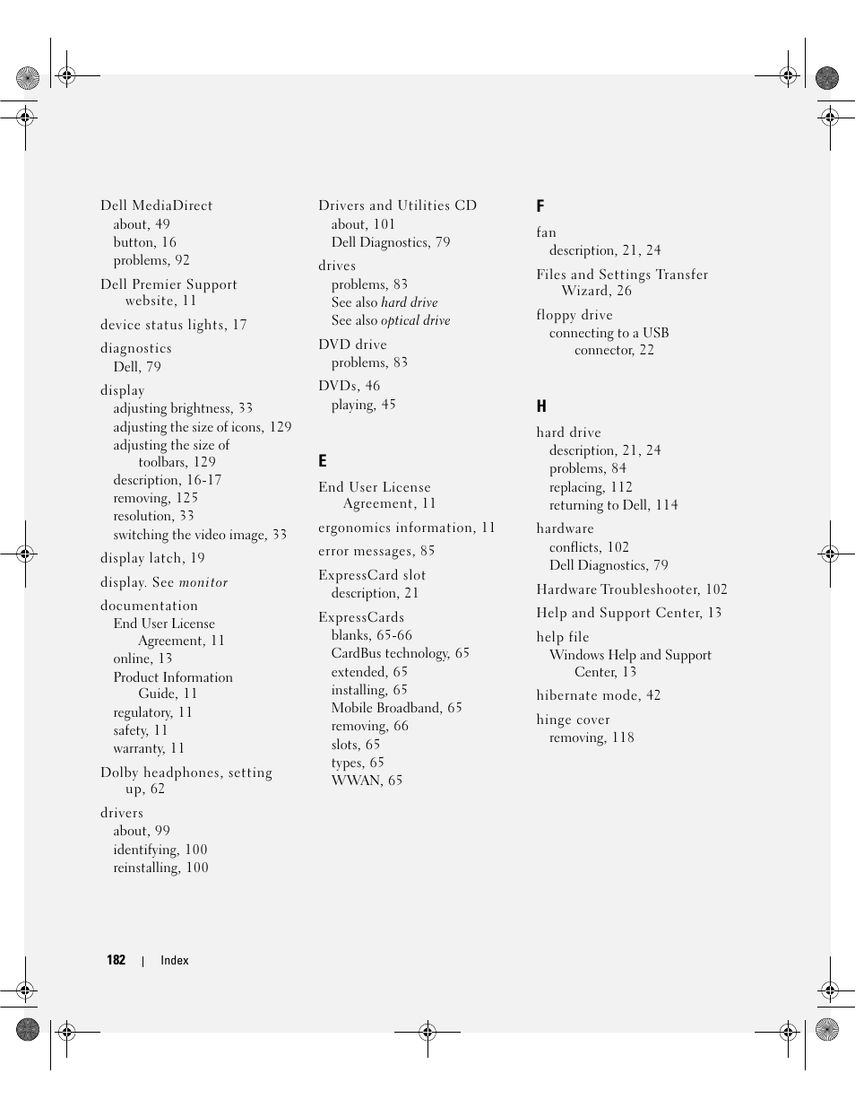 Dell Inspiron 6400 User Manual | Page 182 / 186