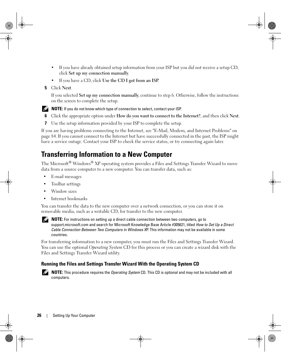 Transferring information to a new computer | Dell Inspiron 6400 User Manual | Page 26 / 186