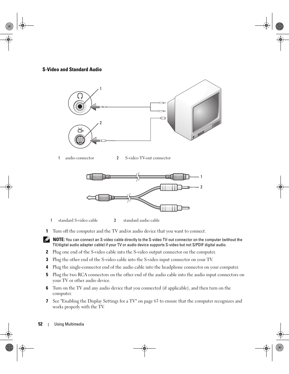 S-video and standard audio | Dell Inspiron 6400 User Manual | Page 52 / 186