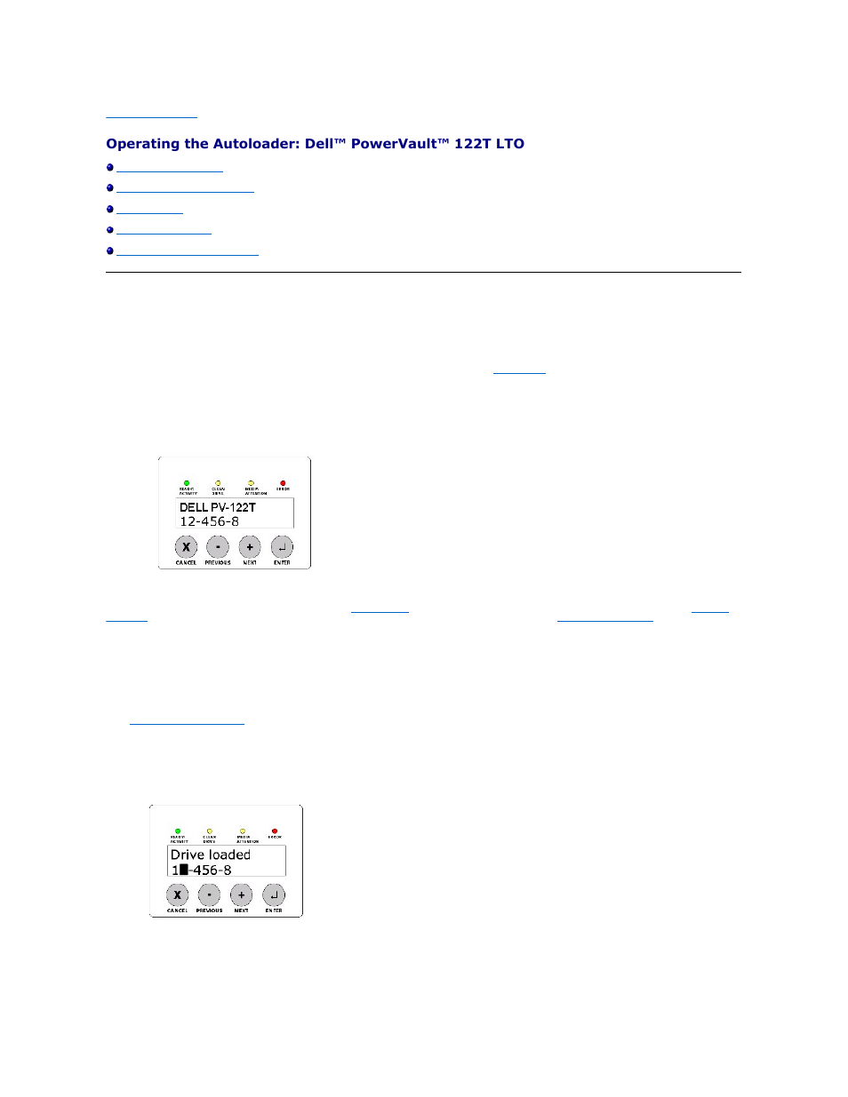 Operator's panel overview | Dell PowerVault 122T LTO2 (Autoloader) User Manual | Page 33 / 41