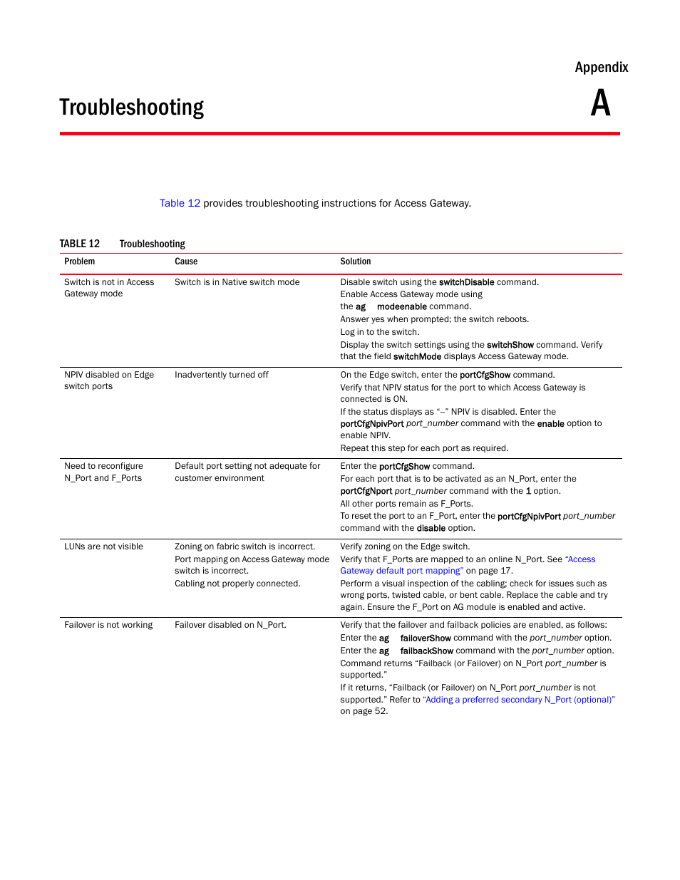 Troubleshooting, Appendix a, Table 12 | Appendix a, “troubleshooting, Appendix | Dell POWEREDGE M1000E User Manual | Page 101 / 108