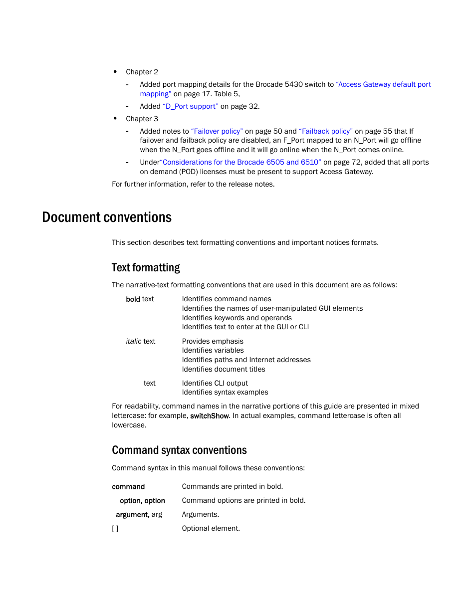 Document conventions, Text formatting, Command syntax conventions | Dell POWEREDGE M1000E User Manual | Page 15 / 108