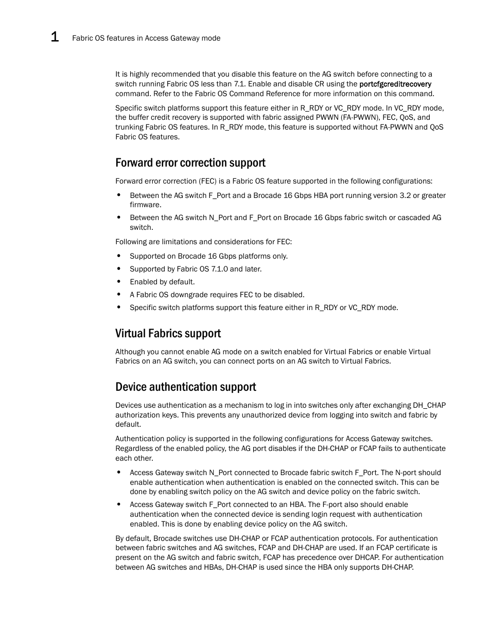 Forward error correction support, Virtual fabrics support, Device authentication support | Dell POWEREDGE M1000E User Manual | Page 26 / 108