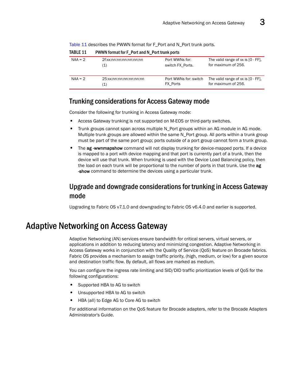 Trunking considerations for access gateway mode, Adaptive networking on access gateway, Table 11 | Dell POWEREDGE M1000E User Manual | Page 85 / 108