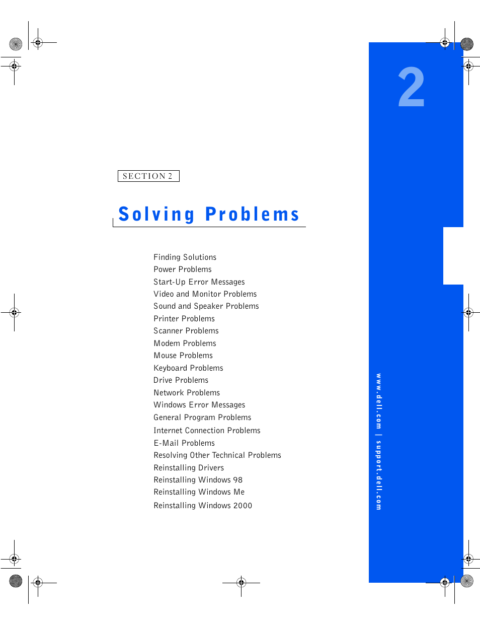 Solying problems, Solving problems | Dell Dimension 8100 User Manual | Page 17 / 84