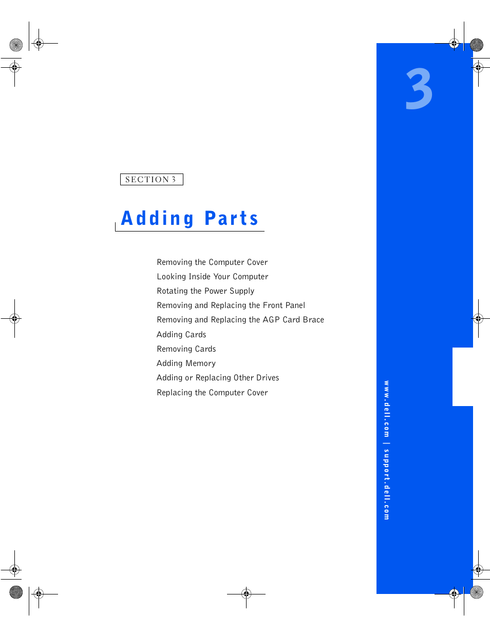 Adding parts, Adding pauts | Dell Dimension 8100 User Manual | Page 41 / 84