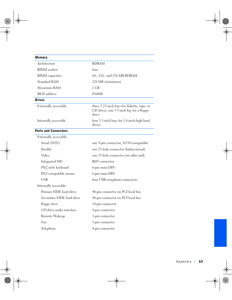 Dell Dimension 8100 User Manual | Page 63 / 84