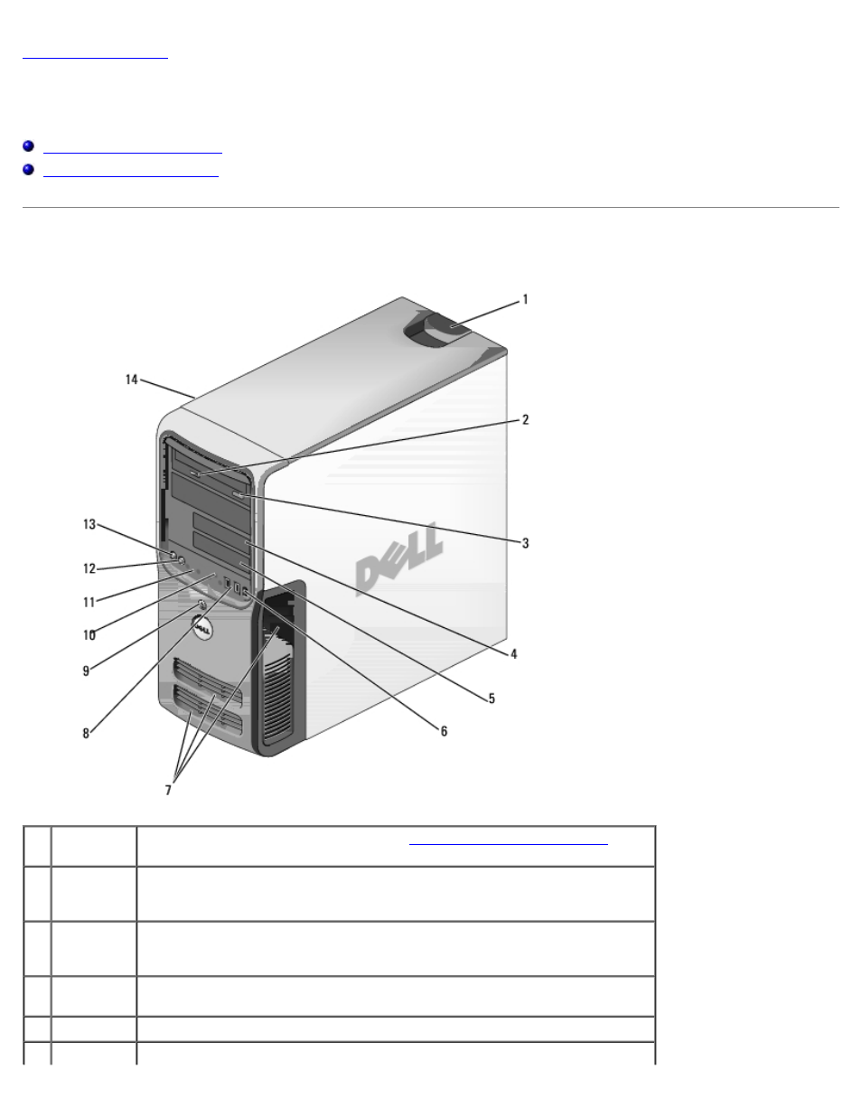 About your computer, Front view of the computer | Dell Dimension 9150/XPS 400 User Manual | Page 4 / 69