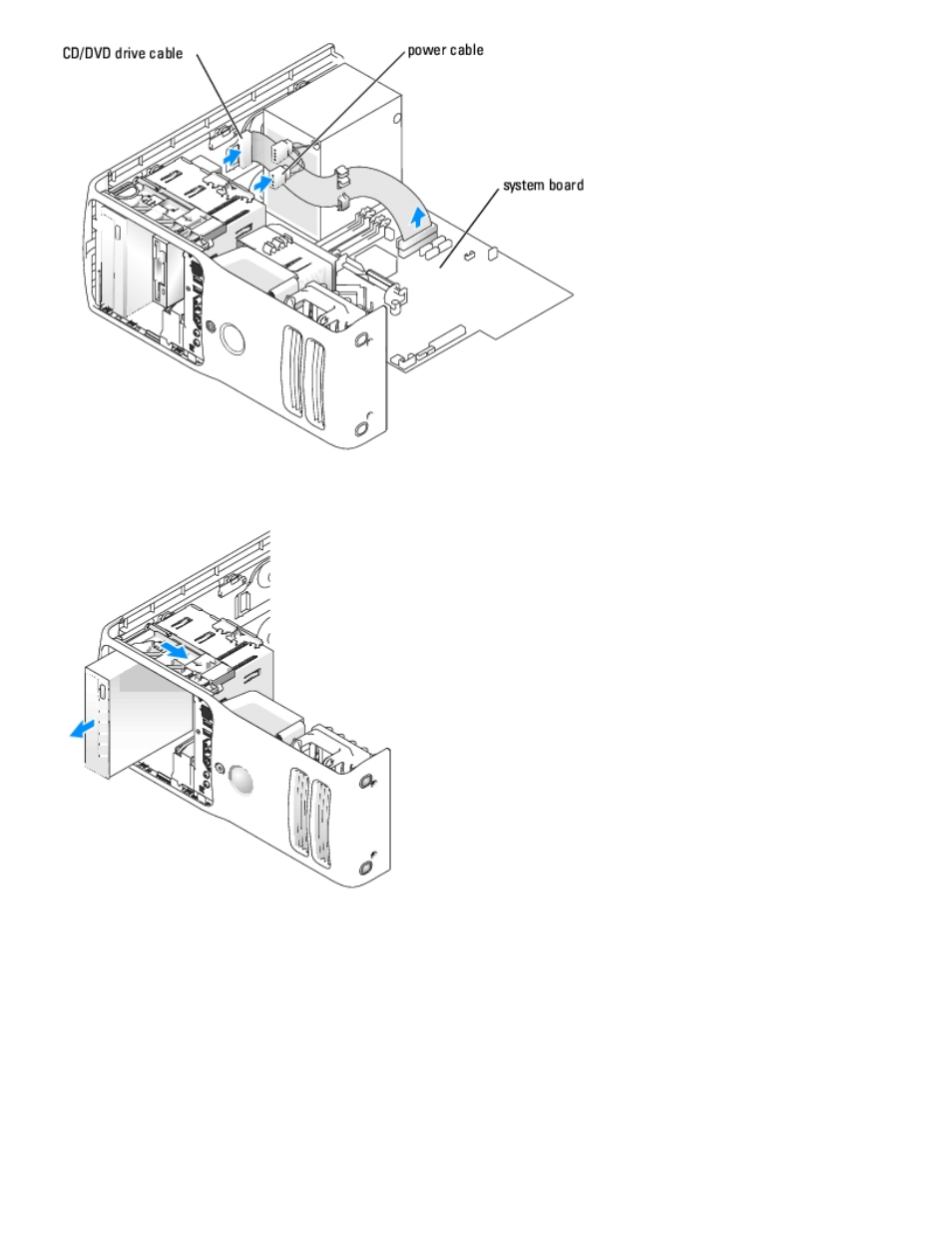 Installing a cd/dvd drive | Dell Dimension 9150/XPS 400 User Manual | Page 54 / 69