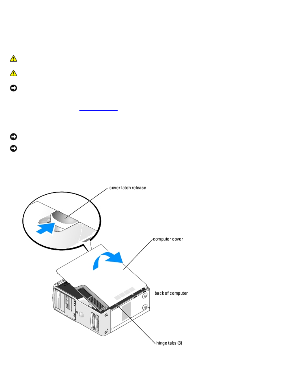 Removing the computer cover | Dell Dimension 9150/XPS 400 User Manual | Page 8 / 69