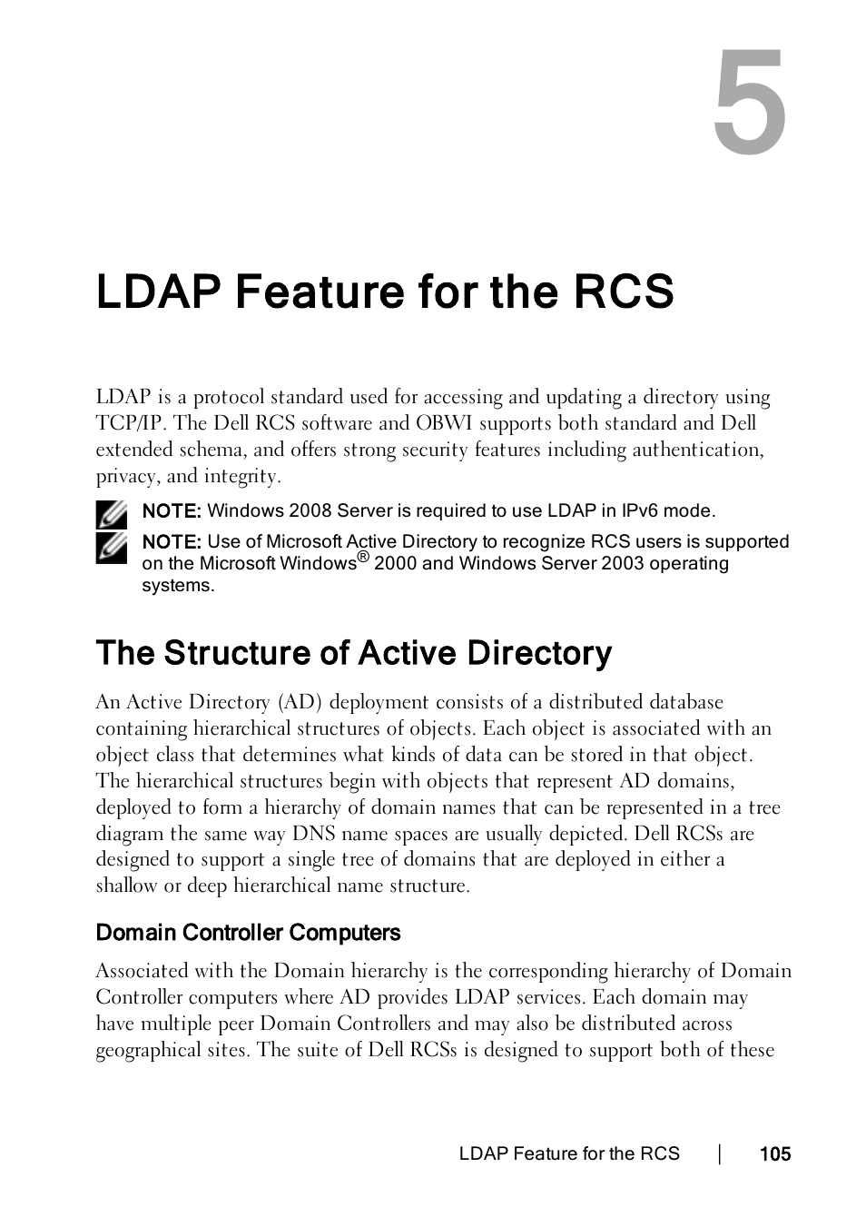 Ldap feature for the rcs, The structure of active directory, Domain controller computers | Dell KVM 1082DS User Manual | Page 115 / 188