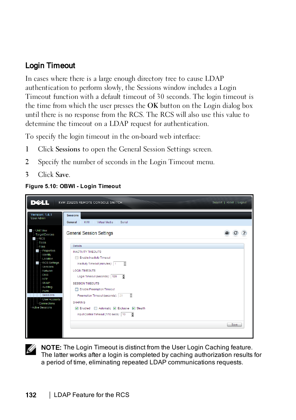 Login timeout | Dell KVM 1082DS User Manual | Page 142 / 188