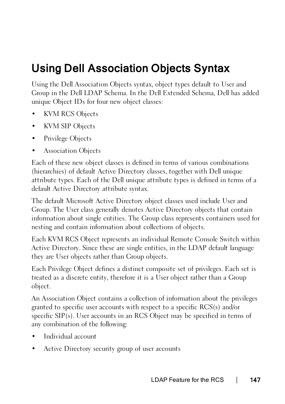 Using dell association objects syntax | Dell KVM 1082DS User Manual | Page 157 / 188