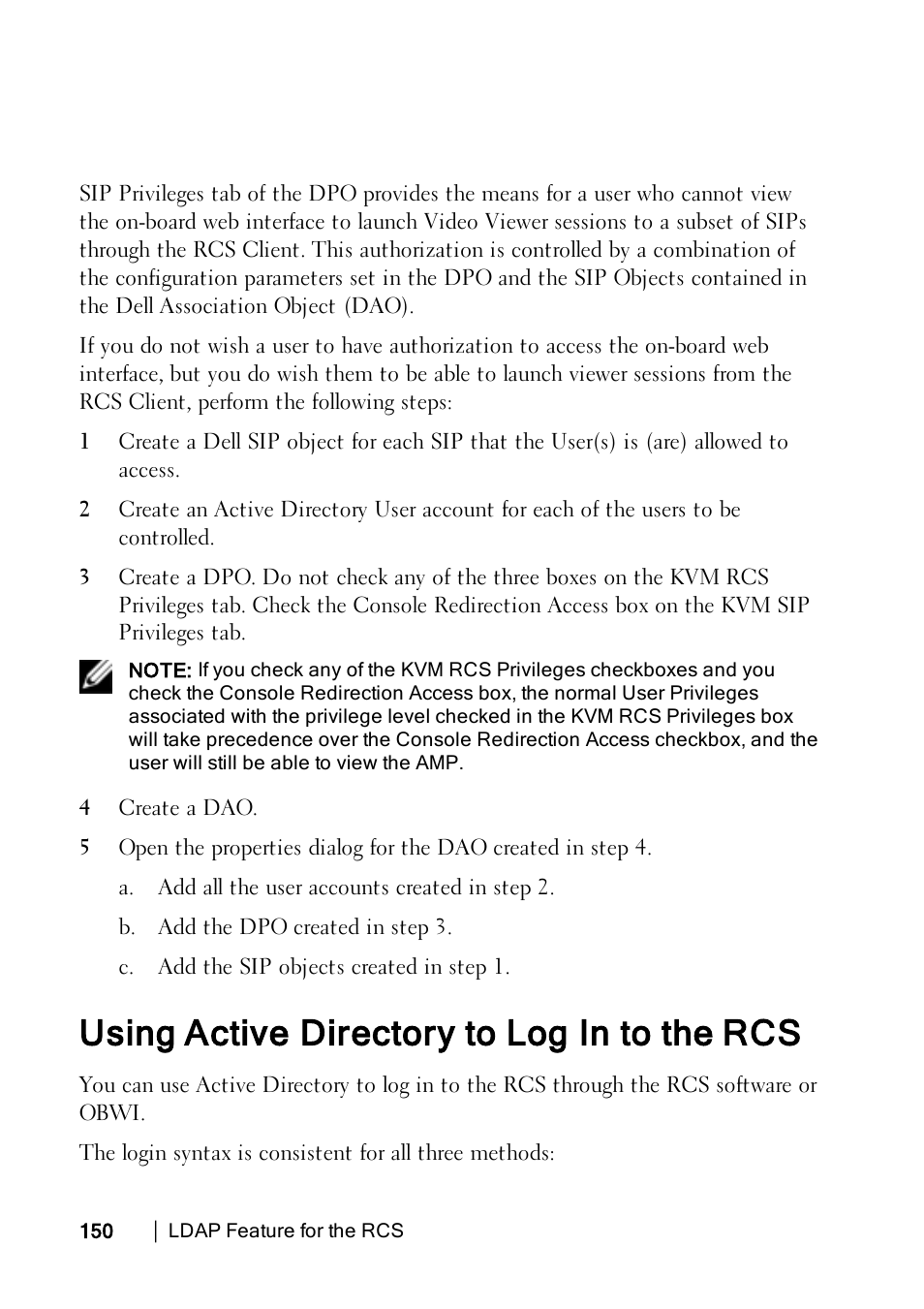 Using active directory to log in to the rcs | Dell KVM 1082DS User Manual | Page 160 / 188