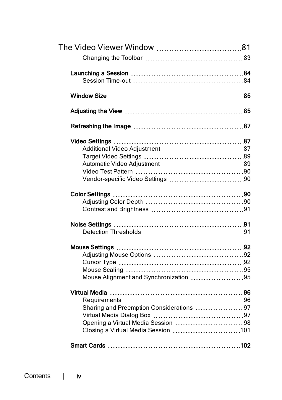 The video viewer window 81 | Dell KVM 1082DS User Manual | Page 6 / 188