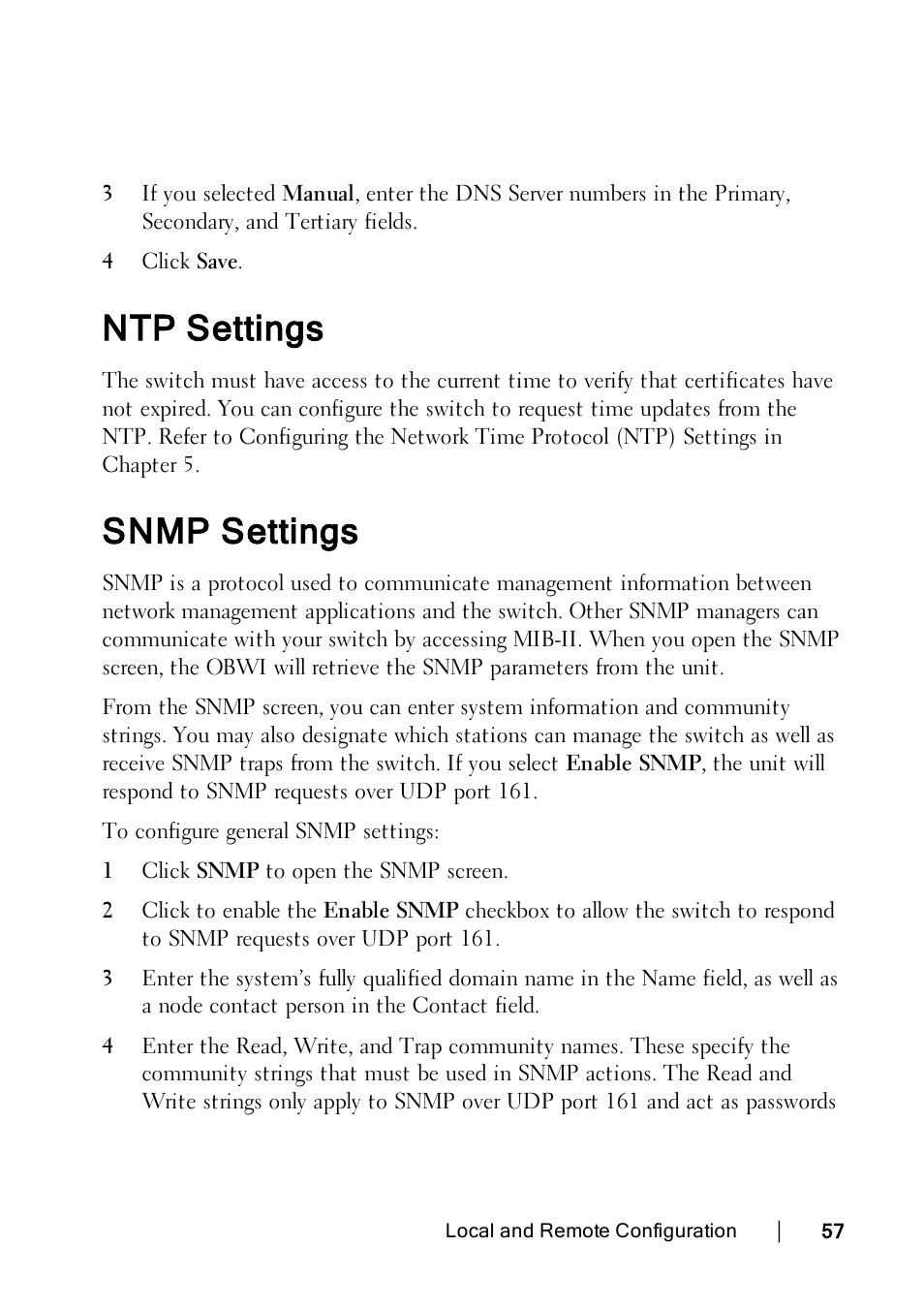 Ntp settings, Snmp settings | Dell KVM 1082DS User Manual | Page 67 / 188