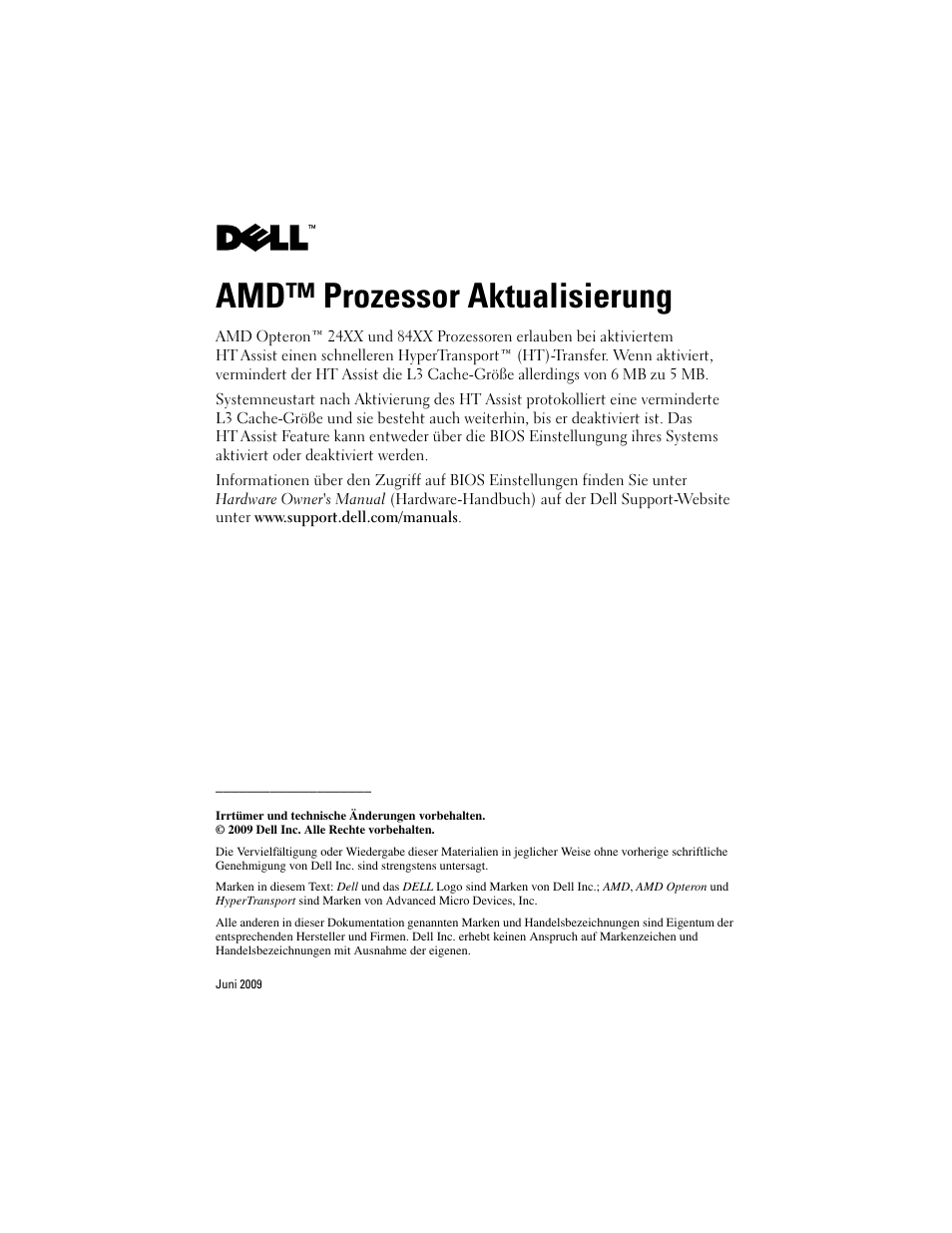 Amd™ prozessor aktualisierung | Dell POWEREDGE R805 User Manual | Page 4 / 8