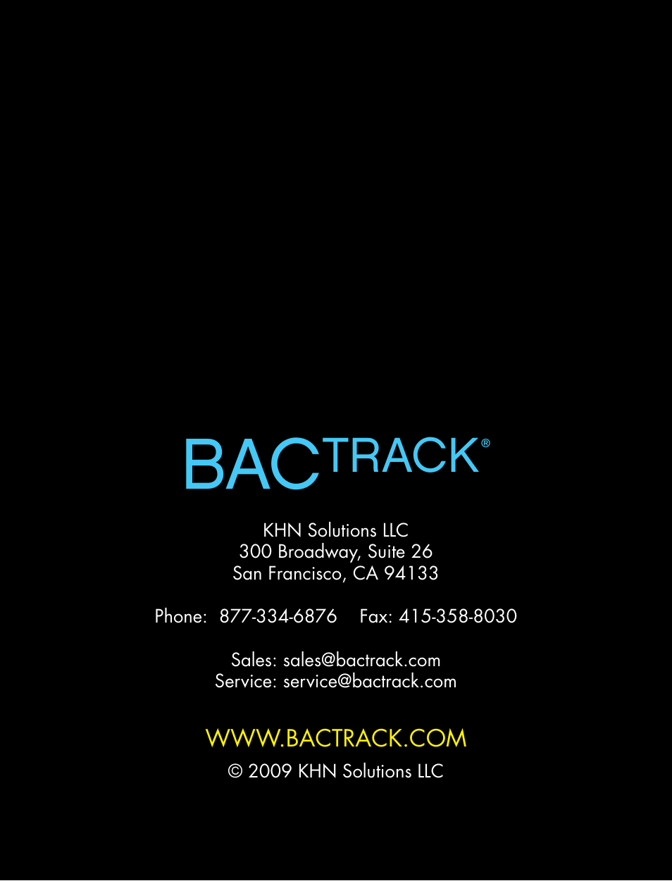 Track | BACtrack S70 User Manual | Page 11 / 11