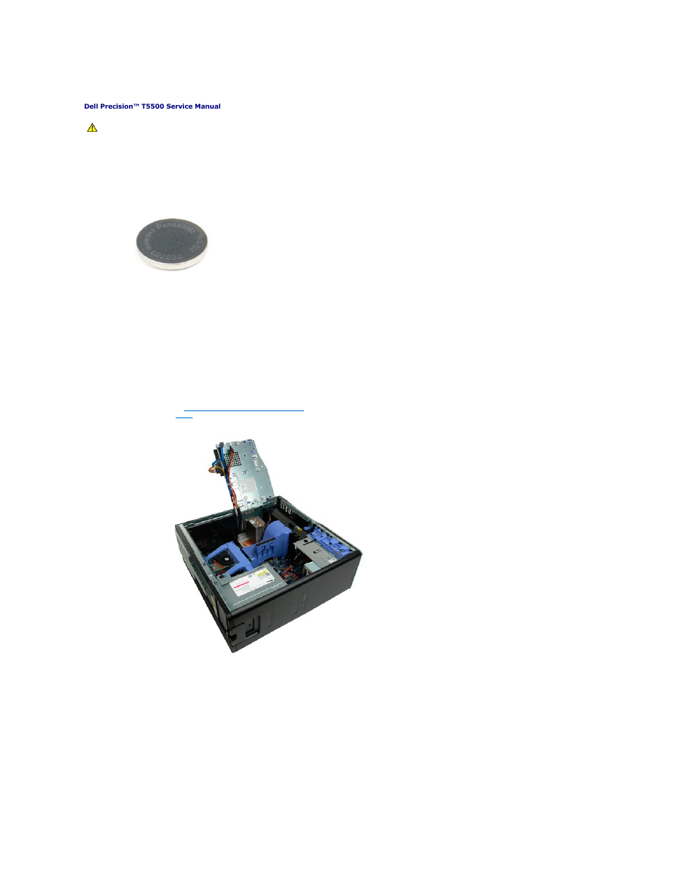 Battery, Removing the battery | Dell Precision T5500 (Early 2009) User Manual | Page 18 / 80