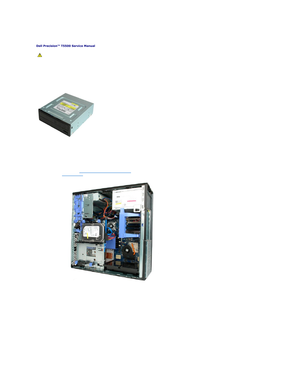 Optical drive, Removing the optical drive | Dell Precision T5500 (Early 2009) User Manual | Page 48 / 80