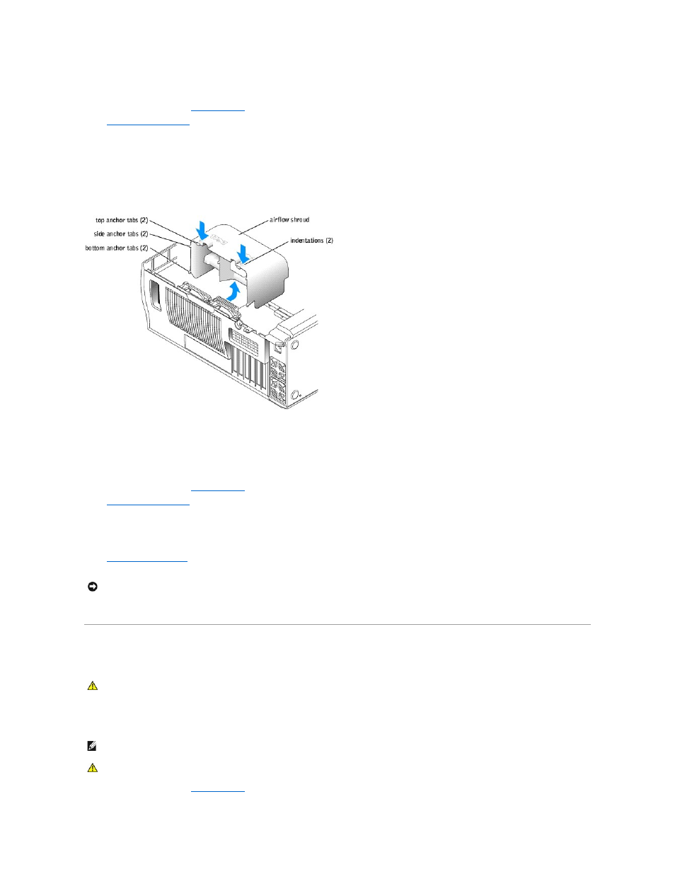Processor, Removing the processor airflow shroud, Installing the processor airflow shroud | Installing the processor | Dell XPS/Dimension XPS Gen 2 User Manual | Page 21 / 44