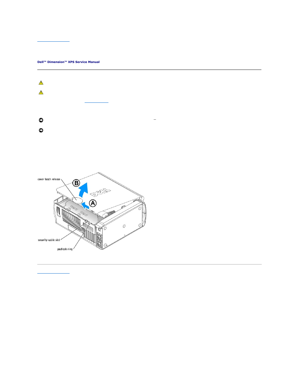 Opening the computer cover | Dell XPS/Dimension XPS Gen 2 User Manual | Page 9 / 44
